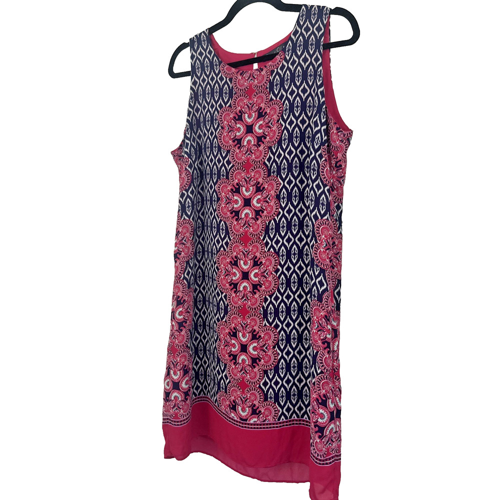 Rose & Olive Sheath Tank Dress Multicolor Geometric Sleeveless Scoop Size 10